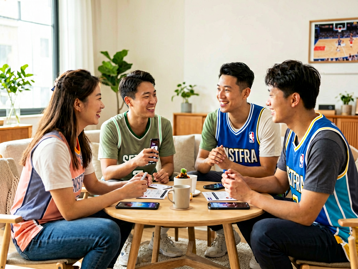 朋友聚会时共同关注篮球比赛数据